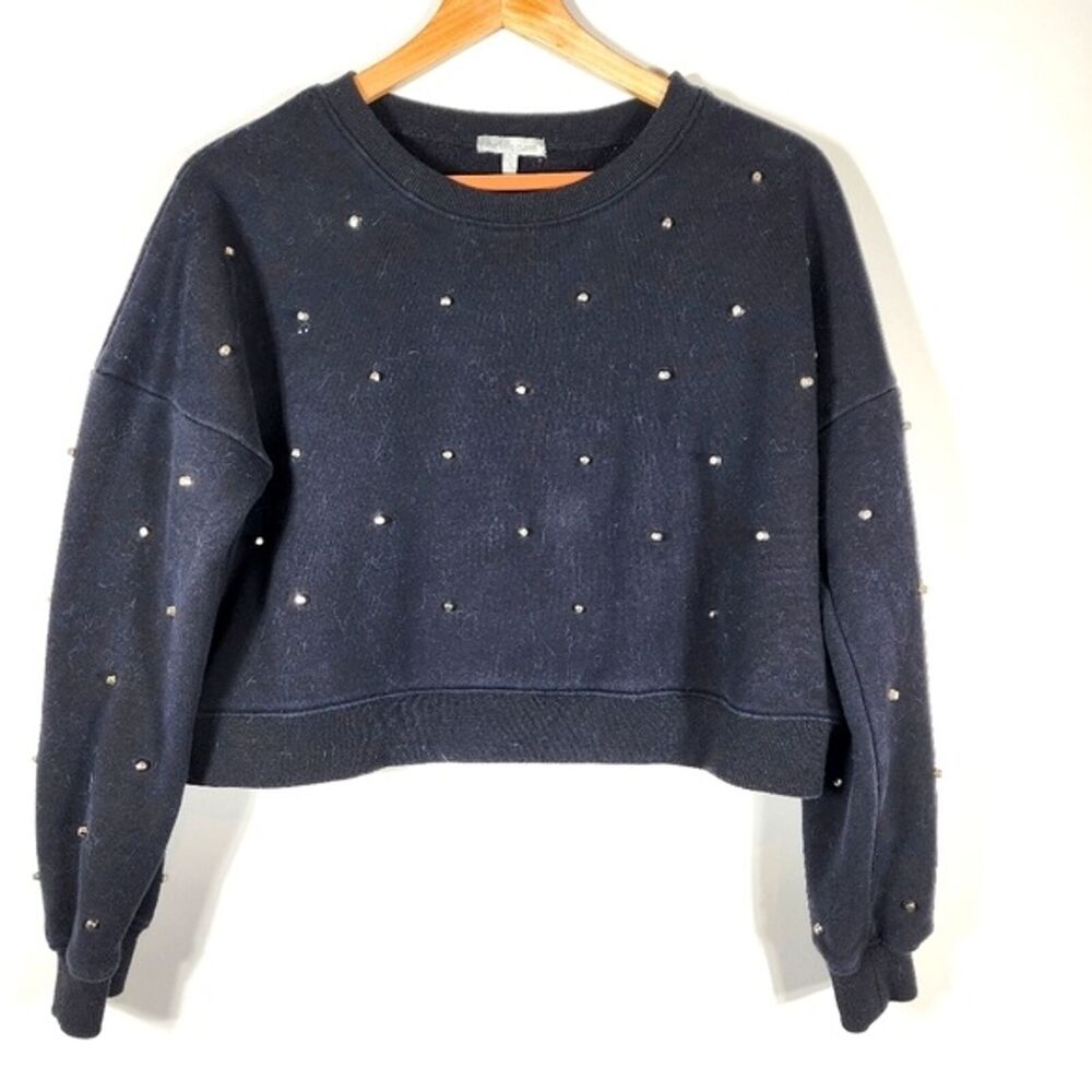 Charlotte Russe Black Studded Cropped Sweatshirt Size Large